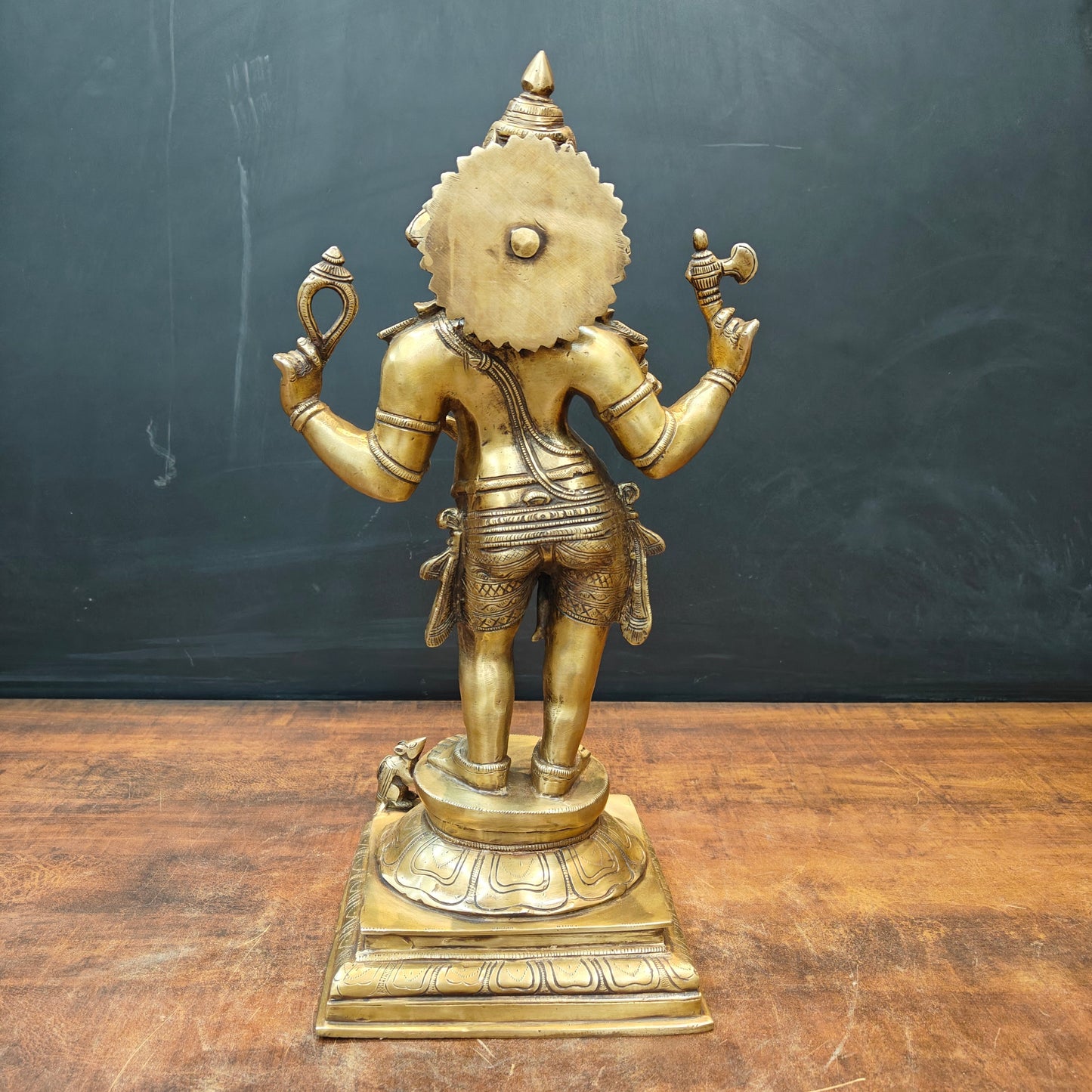 Brass Standing Lord Ganesha Statue Antique Finish 1.5 Feet