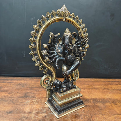 Brass Tandav Ganesha Statue Black Gold Finish 25 Inch by vendor-unknown - Hindu Gods (View 4)