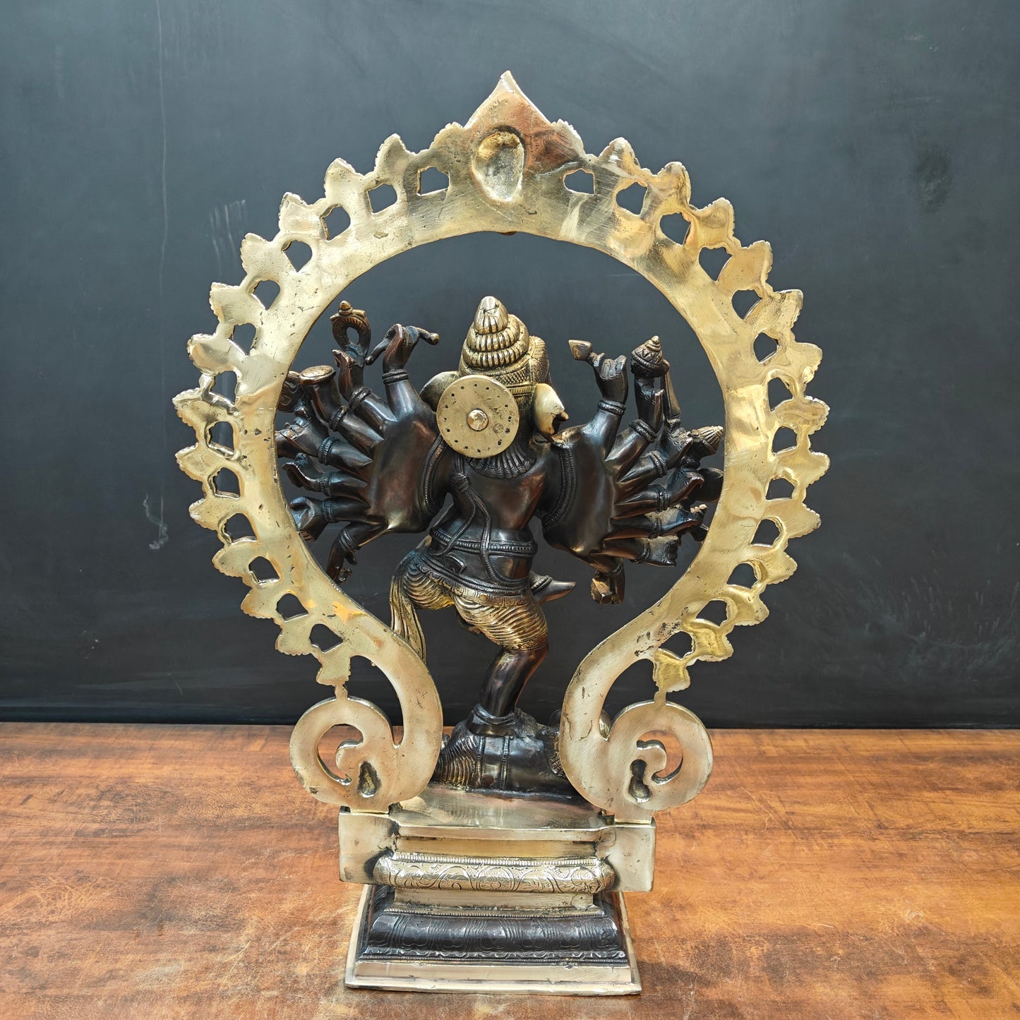Brass Tandav Ganesha Statue Black Gold Finish 25 Inch