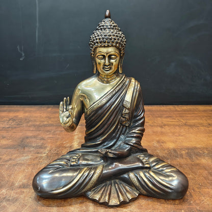 Brass Vintage Blessing Buddha Idol Antique Finish 16 Inch by vendor-unknown - Buddha (View 3)