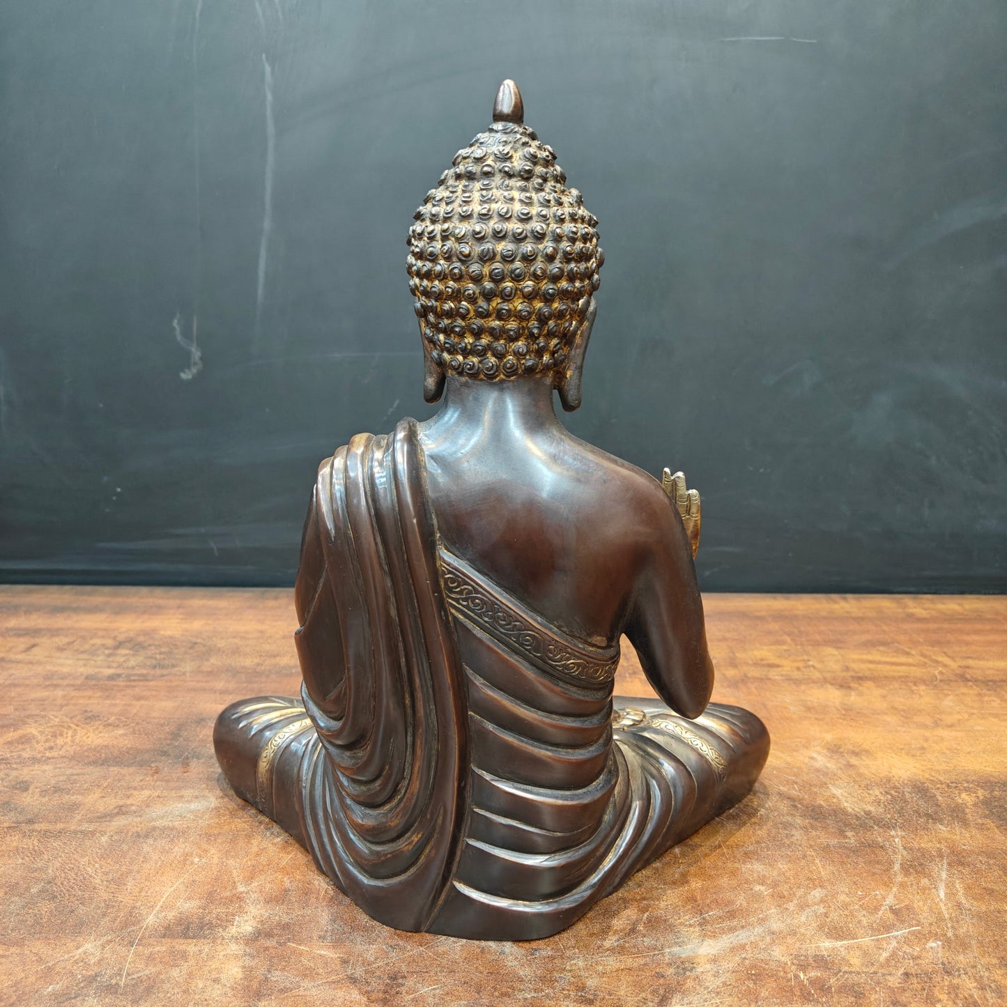 Brass Vintage Blessing Buddha Idol Antique Finish 16 Inch