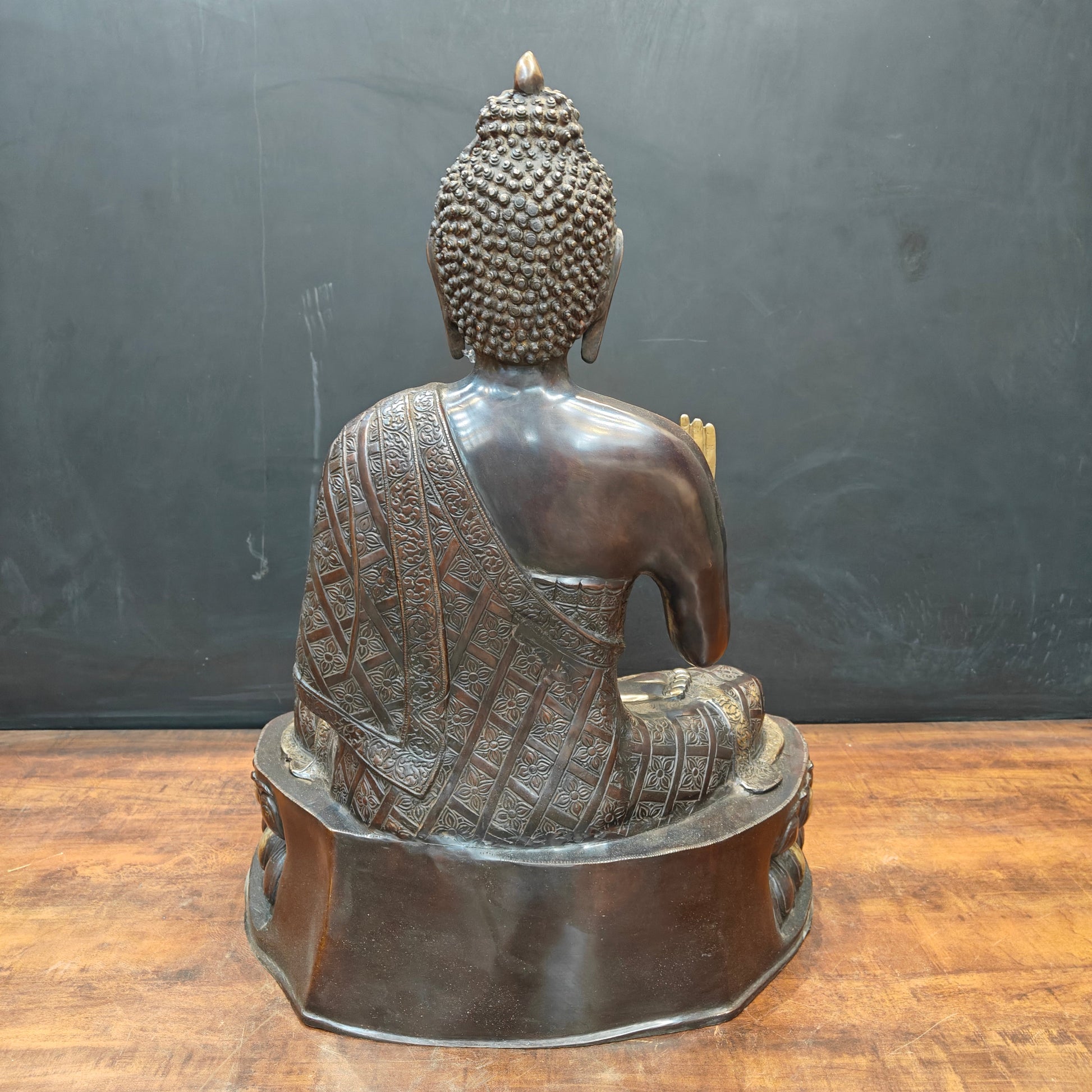 Brass Large Blessing Buddha Statue Antique Finish 2.5 Feet - Image 7