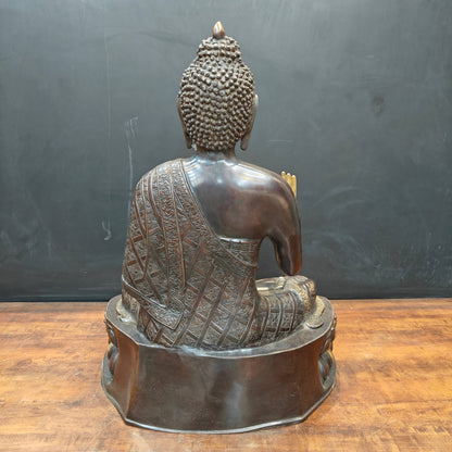 Brass Large Blessing Buddha Statue Antique Finish 2.5 Feet by vendor-unknown - Buddha (View 7)