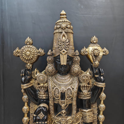 Brass Large Venkateshwara Tirupati Balaji Idol Black Gold Finish 4 Feet by vendor-unknown - Hindu Gods (View 2)