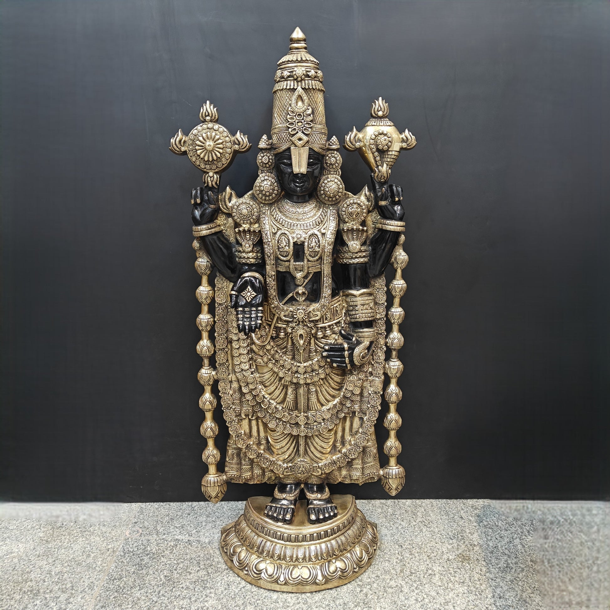 Brass Large Venkateshwara Tirupati Balaji Idol Black Gold Finish 4 Feet - Image 3