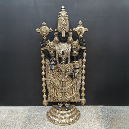 Brass Large Venkateshwara Tirupati Balaji Idol Black Gold Finish 4 Feet by vendor-unknown - Hindu Gods (View 3)