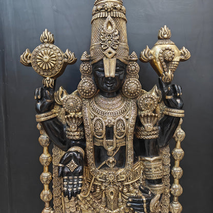 Brass Large Venkateshwara Tirupati Balaji Idol Black Gold Finish 4 Feet by vendor-unknown - Hindu Gods (View 4)