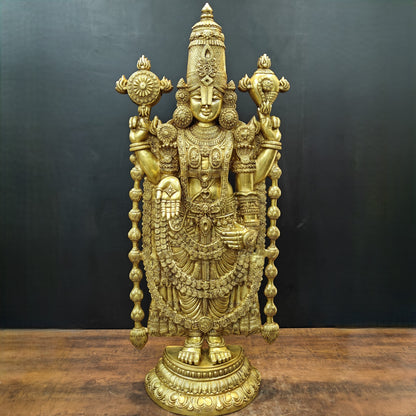 Brass Large Venkateshwara Tirupati Balaji Idol Golden Finish 4 Feet by vendor-unknown - Hindu Gods (View 2)