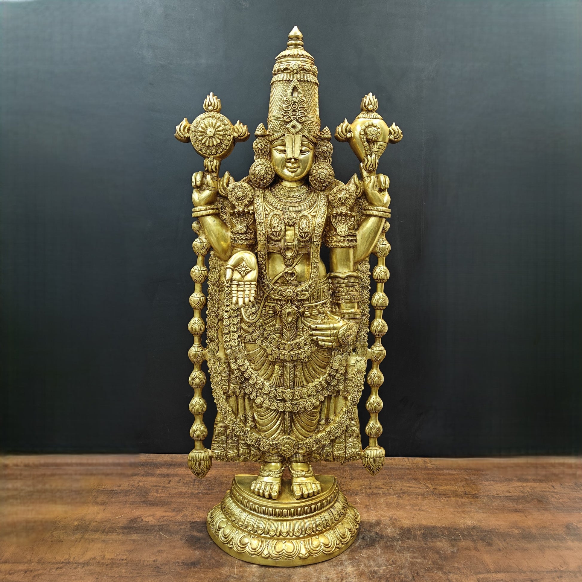 Brass Large Venkateshwara Tirupati Balaji Idol Golden Finish 4 Feet - Image 5