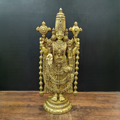 Brass Large Venkateshwara Tirupati Balaji Idol Golden Finish 4 Feet by vendor-unknown - Hindu Gods (View 7)