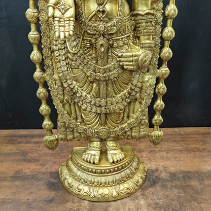Brass Large Venkateshwara Tirupati Balaji Idol Golden Finish 4 Feet by vendor-unknown - Hindu Gods (View 9)