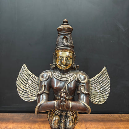 Brass Standing Garuda Statue Antique Finish Vishnu Vahana 23 Inch by vendor-unknown - Hindu Gods (View 2)