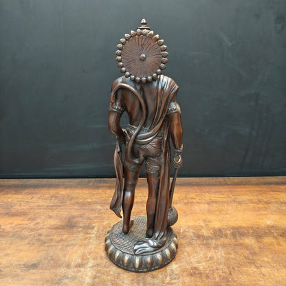 Brass Finely Crafted Standing Hanuman Idol Antique Finish 2 Feet by vendor-unknown - Hindu Gods (View 7)