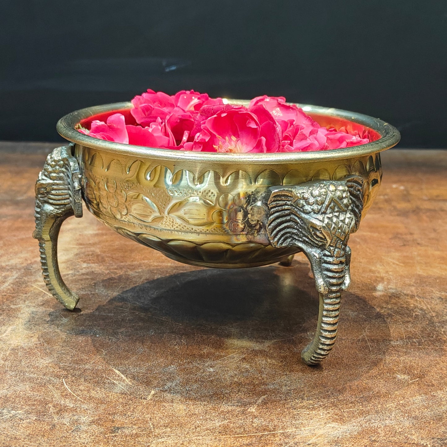 Brass Sheet Lightweight Urli With Elephant Legs 6 Inch