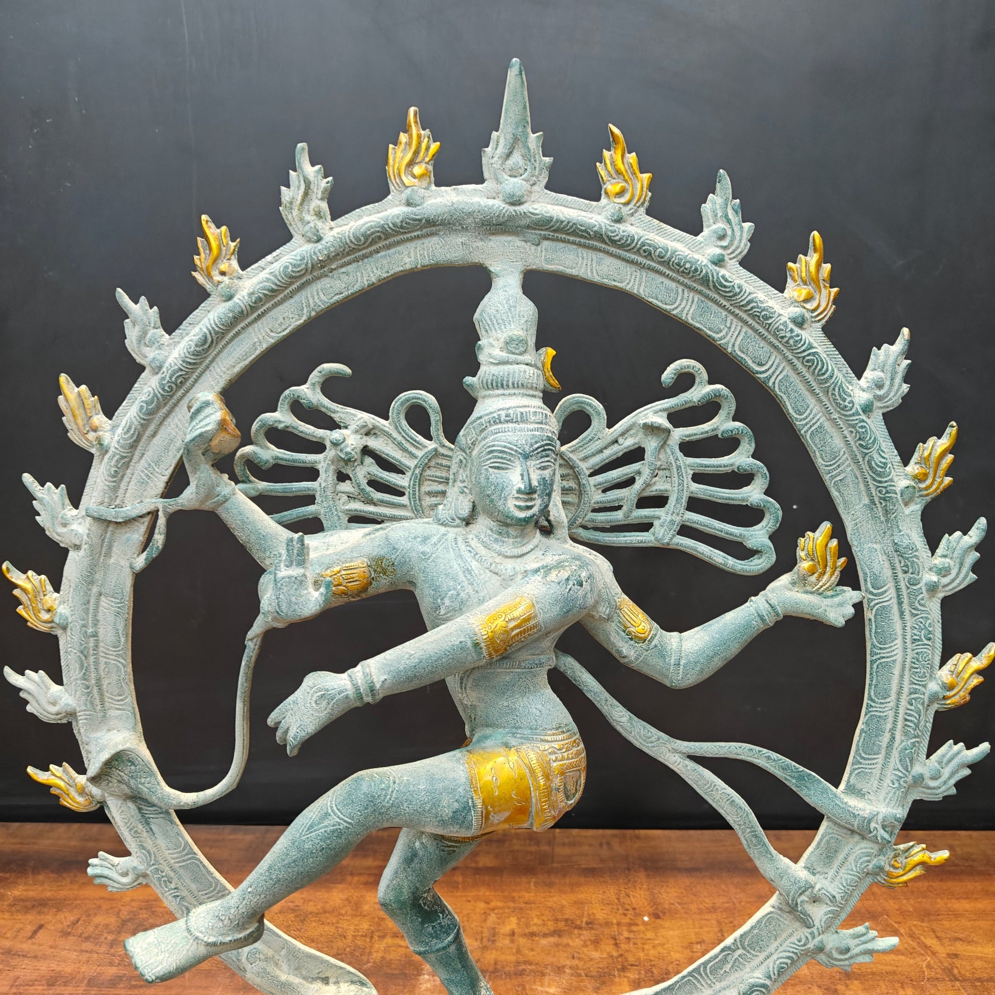 Brass Nataraja Idol Dancing Shiva Sculpture Antique Finish 2 Feet - Image 2