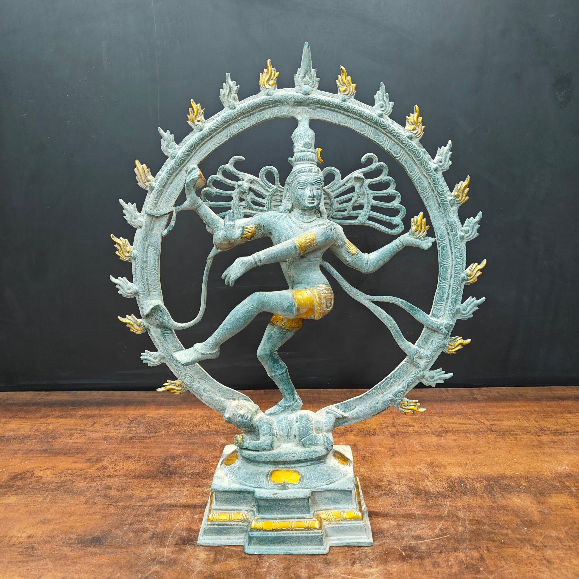 Brass Nataraja Idol Dancing Shiva Sculpture Antique Finish 2 Feet - Image 3