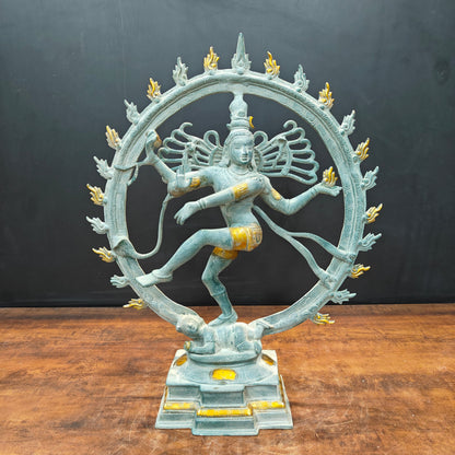 Brass Nataraja Idol Dancing Shiva Sculpture Antique Finish 2 Feet by vendor-unknown - Hindu Gods (View 3)