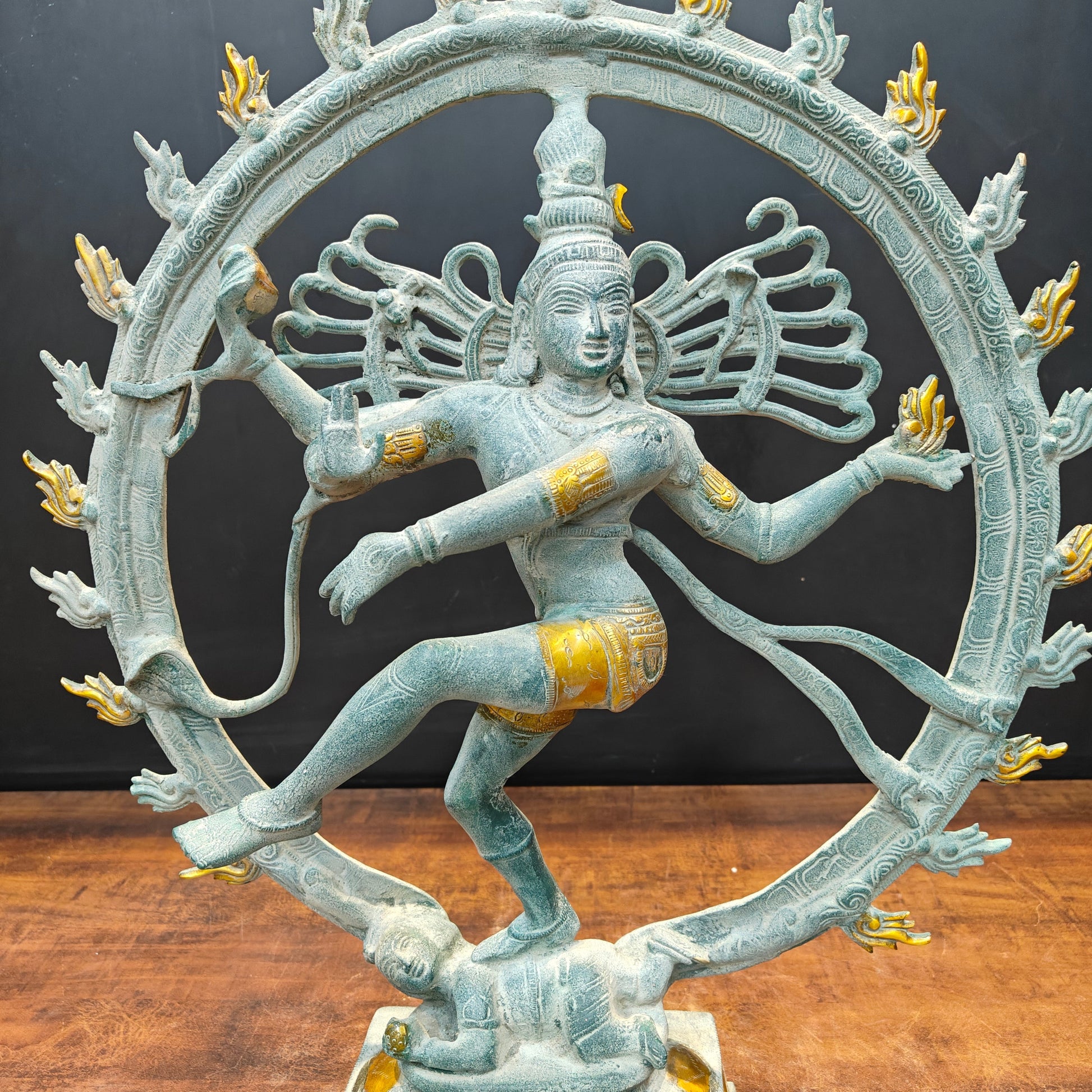 Brass Nataraja Idol Dancing Shiva Sculpture Antique Finish 2 Feet - Image 4