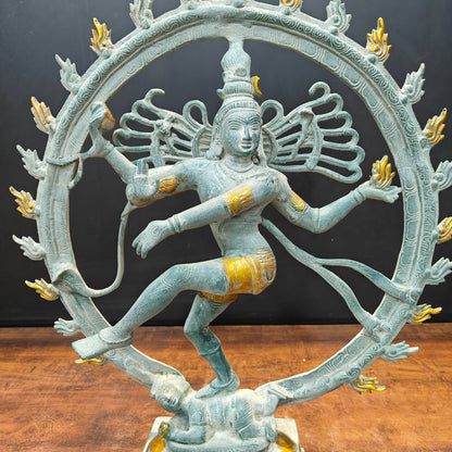 Brass Nataraja Idol Dancing Shiva Sculpture Antique Finish 2 Feet by vendor-unknown - Hindu Gods (View 4)