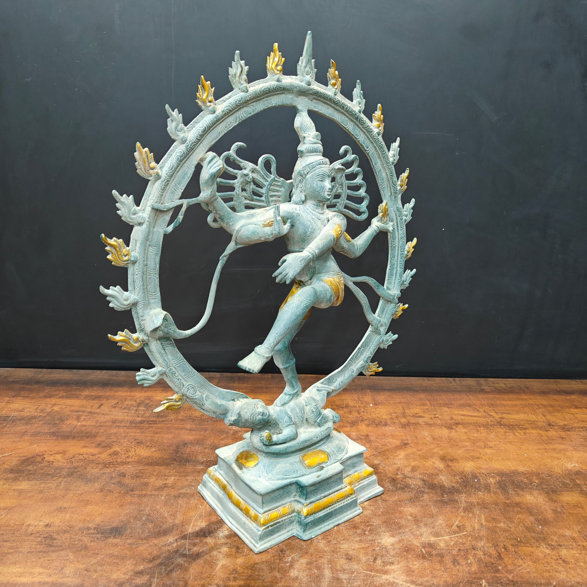 Brass Nataraja Idol Dancing Shiva Sculpture Antique Finish 2 Feet - Image 5