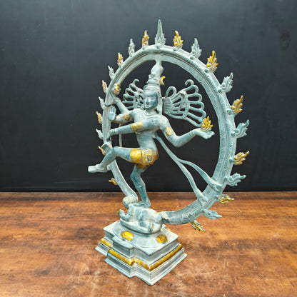 Brass Nataraja Idol Dancing Shiva Sculpture Antique Finish 2 Feet by vendor-unknown - Hindu Gods (View 6)