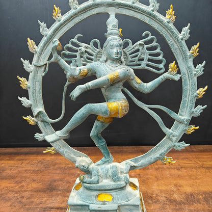 Brass Nataraja Idol Dancing Shiva Sculpture Antique Finish 2 Feet by vendor-unknown - Hindu Gods (View 7)