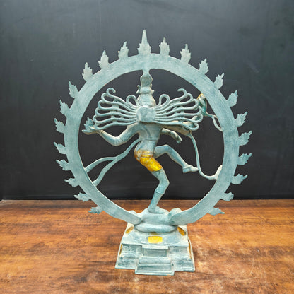Brass Nataraja Idol Dancing Shiva Sculpture Antique Finish 2 Feet by vendor-unknown - Hindu Gods (View 8)
