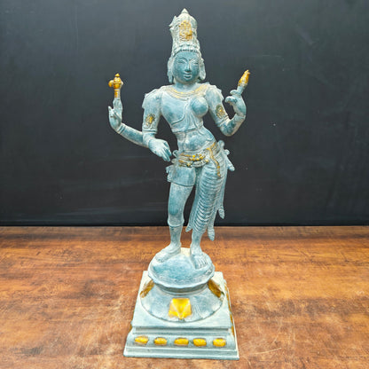 Brass Ardhanarishvara Statue Shiva Shakti Idol Antique Finish 2 Feet by vendor-unknown - Hindu Gods (View 3)