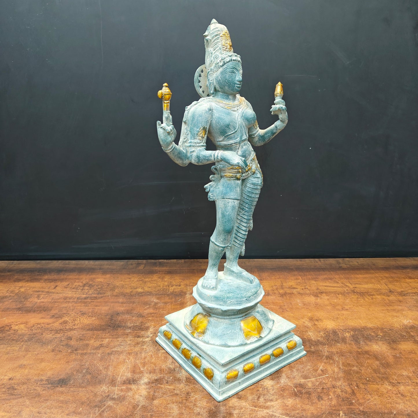Brass Ardhanarishvara Statue Shiva Shakti Idol Antique Finish 2 Feet