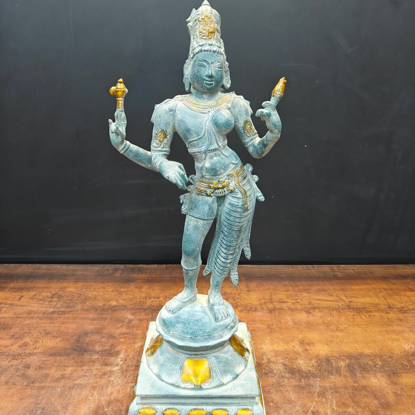 Brass Ardhanarishvara Statue Shiva Shakti Idol Antique Finish 2 Feet