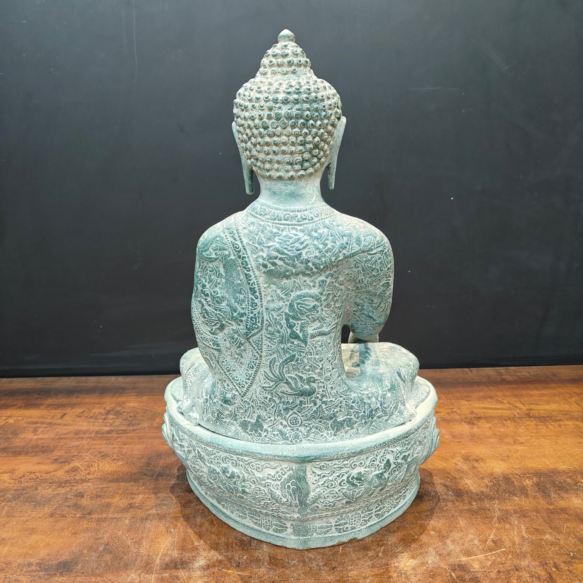 Brass Buddha Statue Bhumisparsha Mudra Antique Patina Finish 22 Inch - Image 7