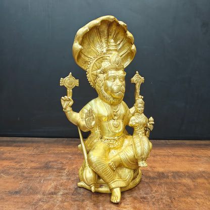 Brass Large Narasimha Lakshmi Idols Golden Finish 2 Feet by vendor-unknown - Hindu Gods (View 4)
