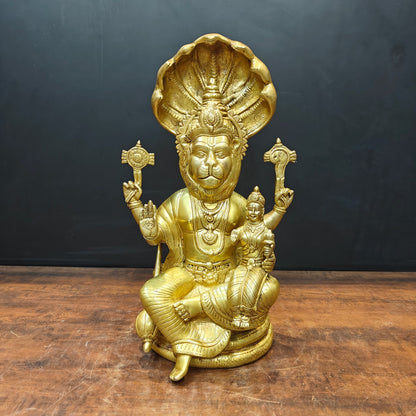 Brass Large Narasimha Lakshmi Idols Golden Finish 2 Feet by vendor-unknown - Hindu Gods (View 6)