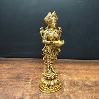 Brass Deeplakshmi Statue Showpiece For Home Decor 15 Inch by vendor-unknown - Decor (View 3)