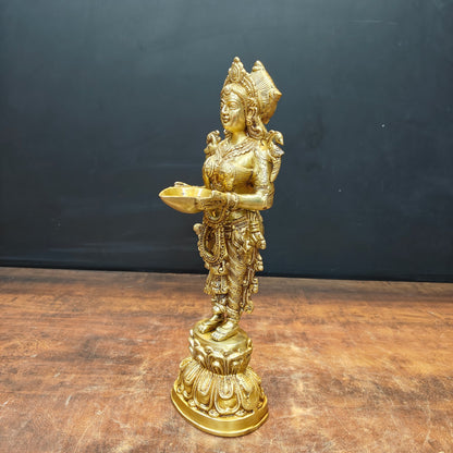 Brass Deeplakshmi Statue Showpiece For Home Decor 15 Inch by vendor-unknown - Decor (View 4)