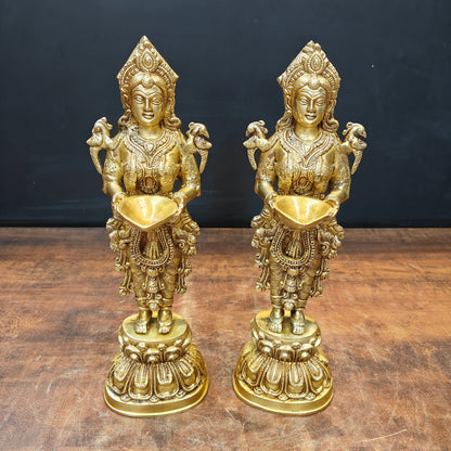 Brass Deeplakshmi Statue Pair Showpiece For Home Decor 15 Inch by vendor-unknown - Decor (View 3)