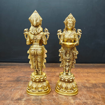 Brass Deeplakshmi Statue Pair Showpiece For Home Decor 15 Inch by vendor-unknown - Decor (View 5)