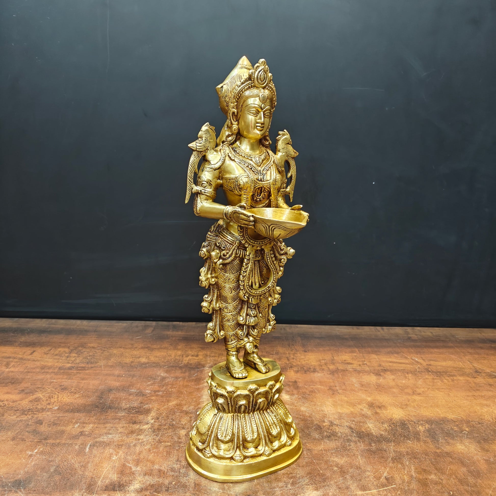 Brass Deep Lakshmi Statue Showpiece For Home Decor 20 Inch - Image 3