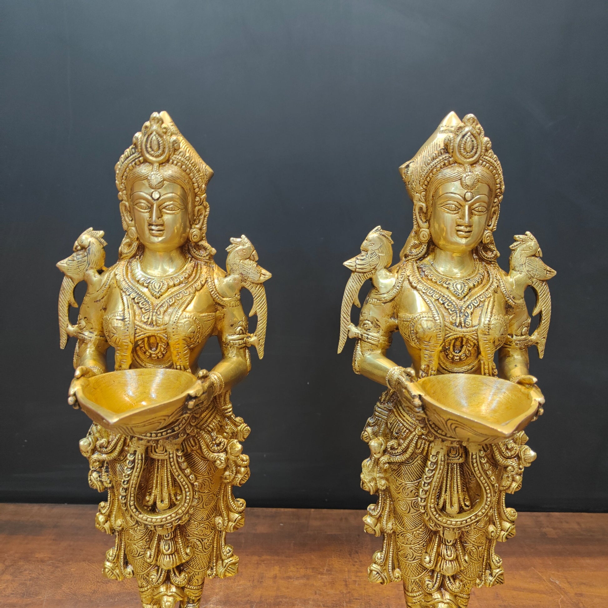 Brass Deep Lakshmi Statue Pair Showpiece For Home Decor 20 Inch - Image 2