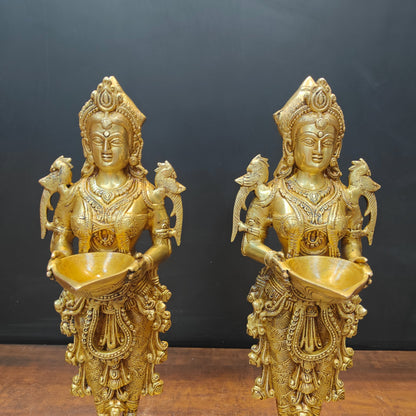 Brass Deep Lakshmi Statue Pair Showpiece For Home Decor 20 Inch by vendor-unknown - Decor (View 2)