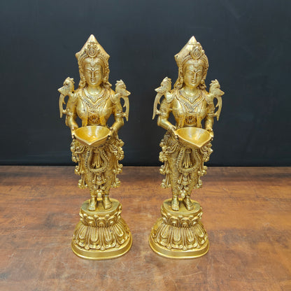 Brass Deep Lakshmi Statue Pair Showpiece For Home Decor 20 Inch by vendor-unknown - Decor (View 3)