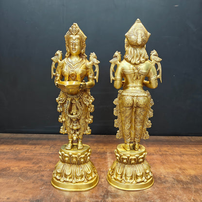 Brass Deep Lakshmi Statue Pair Showpiece For Home Decor 20 Inch by vendor-unknown - Decor (View 4)