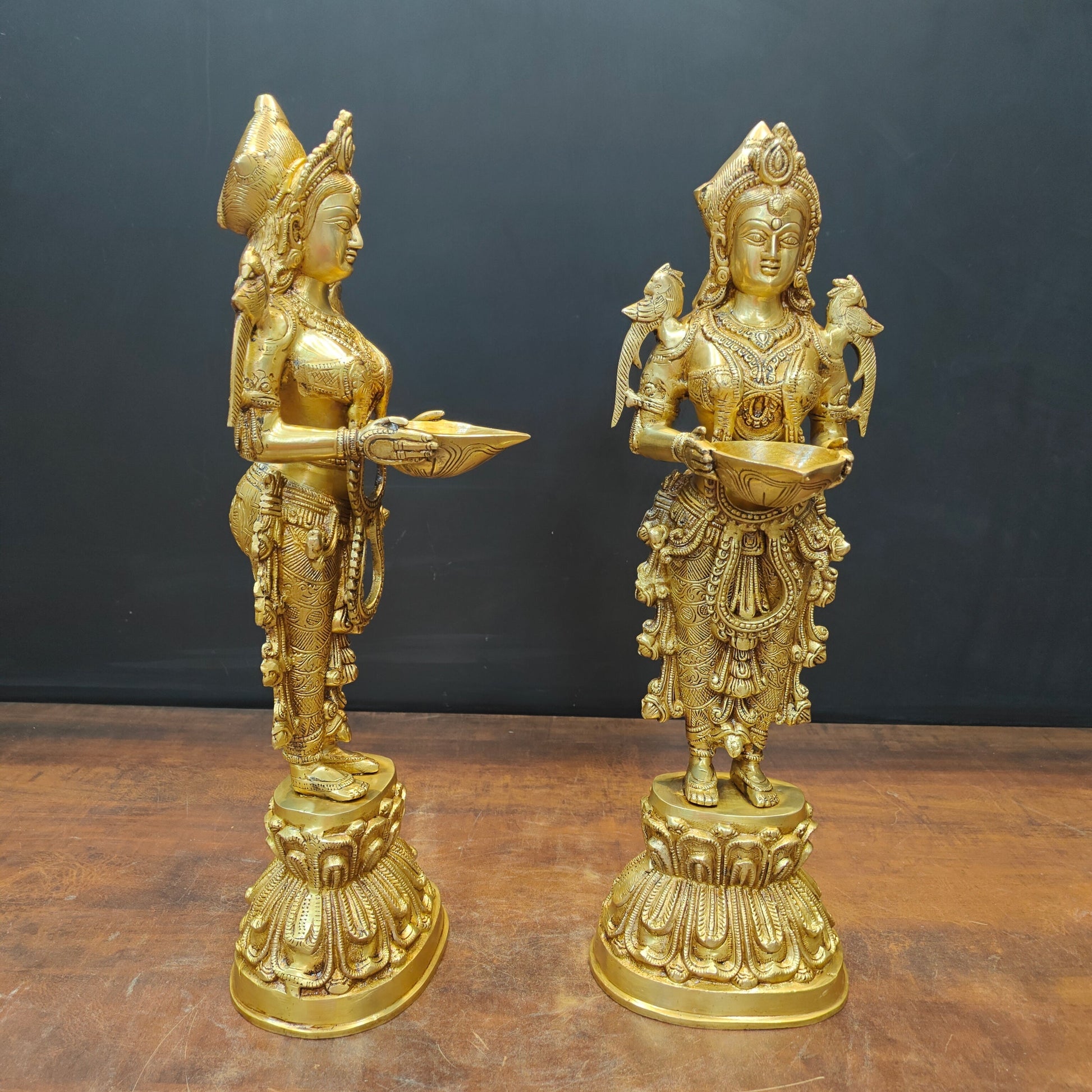 Brass Deep Lakshmi Statue Pair Showpiece For Home Decor 20 Inch - Image 5