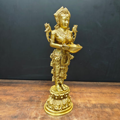 Brass Deep Lakshmi Sculpture Showpiece 25 Inch by vendor-unknown - Decor (View 4)