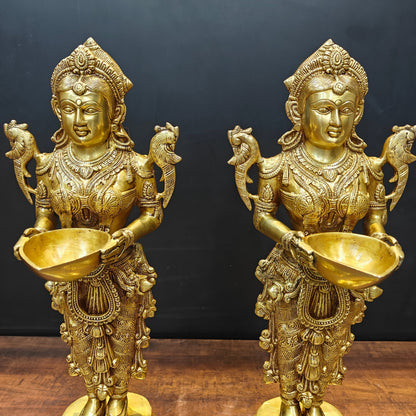 Brass Deep Lakshmi Pair Sculpture Showpiece 25 Inch by vendor-unknown - Decor (View 2)