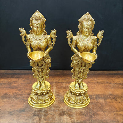 Brass Deep Lakshmi Pair Sculpture Showpiece 25 Inch by vendor-unknown - Decor (View 3)