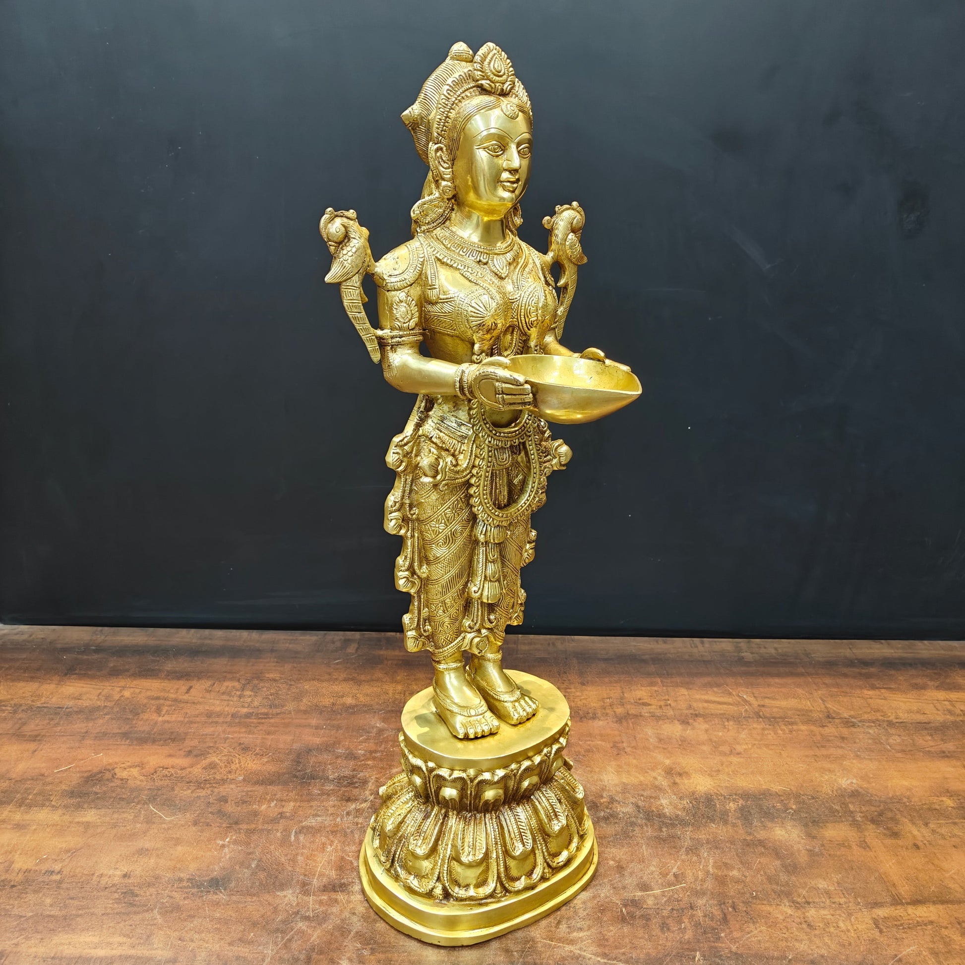 Brass Large Deep Lakshmi Sculpture Showpiece 2.5 Feet - Image 3