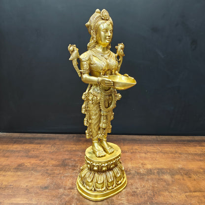 Brass Large Deep Lakshmi Sculpture Showpiece 2.5 Feet by vendor-unknown - Decor (View 3)