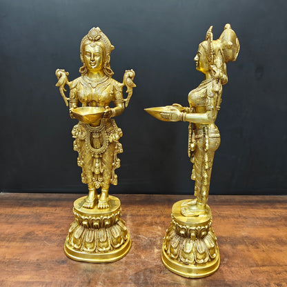 Brass Large Deep Lakshmi Pair Sculpture Showpiece 2.5 Feet by vendor-unknown - Decor (View 3)