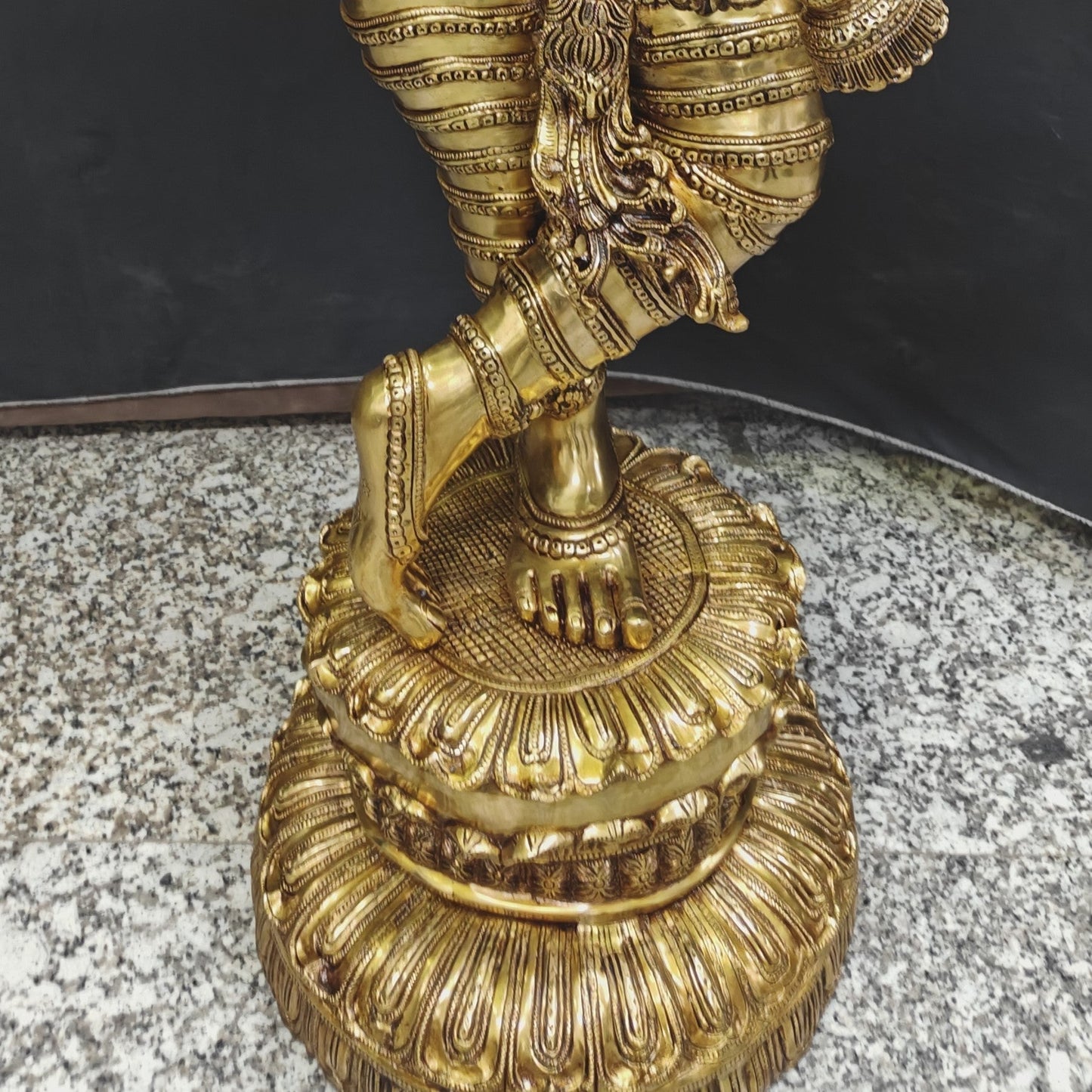 Brass Finely Crafted Standing Krishna Idol Sculpture 4 Feet